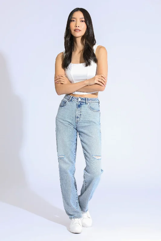 STELLA HIGH RISE 90'S STRAIGHT JEANS - LIGHT INDIGO