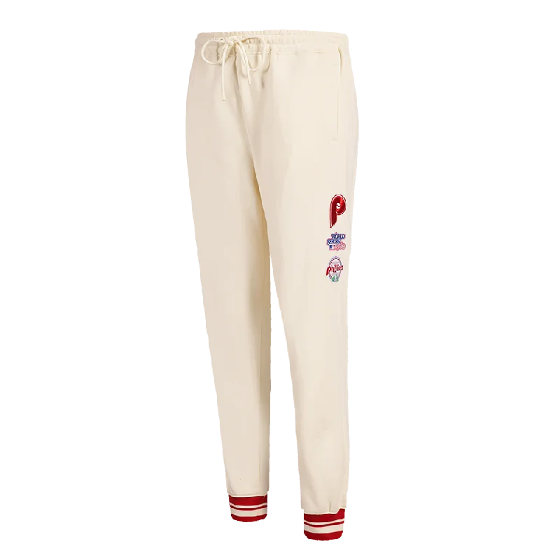 MLB PHILADELPHIA PHILLIES RETRO CLASSIC WOMEN'S SWEATPANT (EGGSHELL/RED)