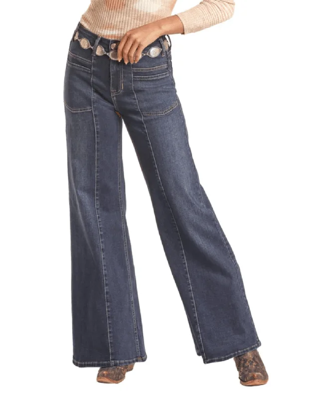 Rock & Roll Cowgirl Women's Patch Pocket Palazzo Jeans BW8HD02603