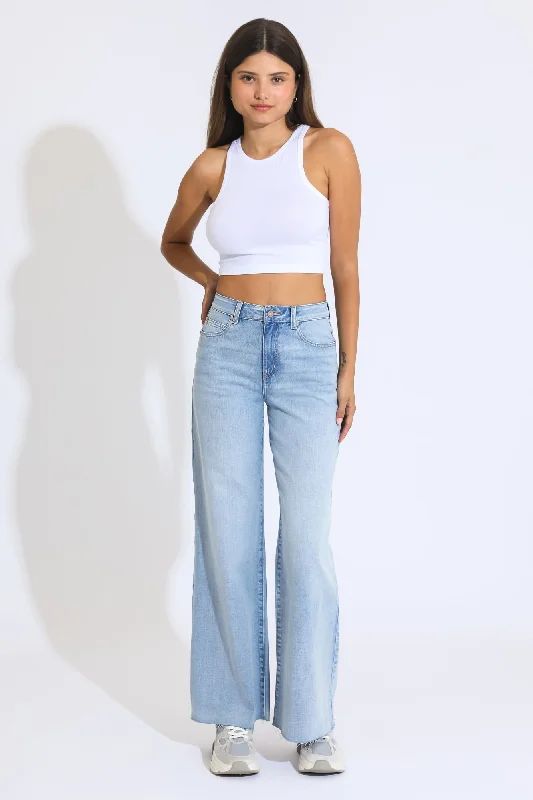 Ashley Super High Rise A-line Baggy Jeans - Light Medium Blue