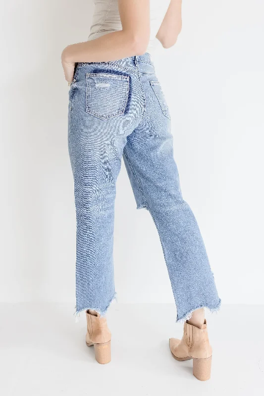 Anna High Rise Distressed Jeans Medium Wash