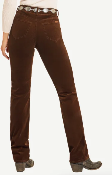 Rock & Roll Cowgirl Women's Brown Corduroy High Rise Slim Fit Modest Bootcut Jean BW1PD04756