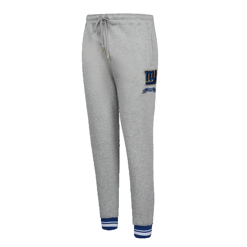 NFL NEW YORK GIANTS PRO PREP WOMEN'S RIB FLC SWEATPANT (HEATHER GREY/DODGER BLUE)