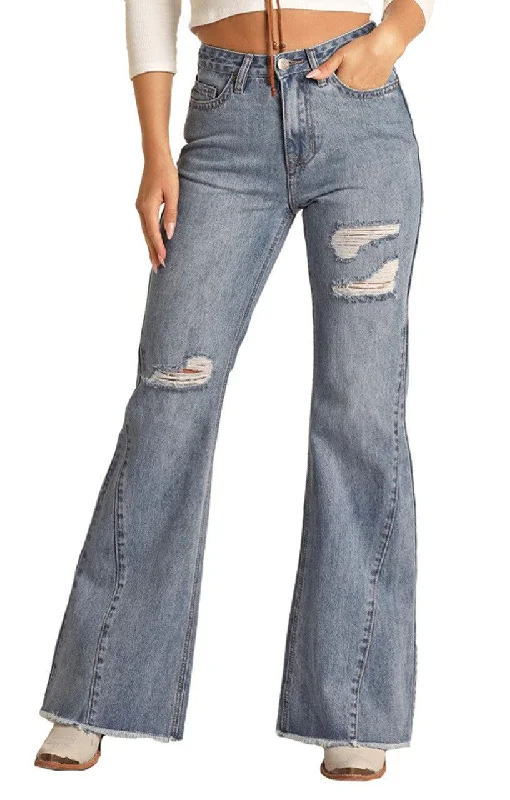 Rock & Roll Cowgirl Women's High Rise Palazzo Flare Jeans RRWD8HR0SH