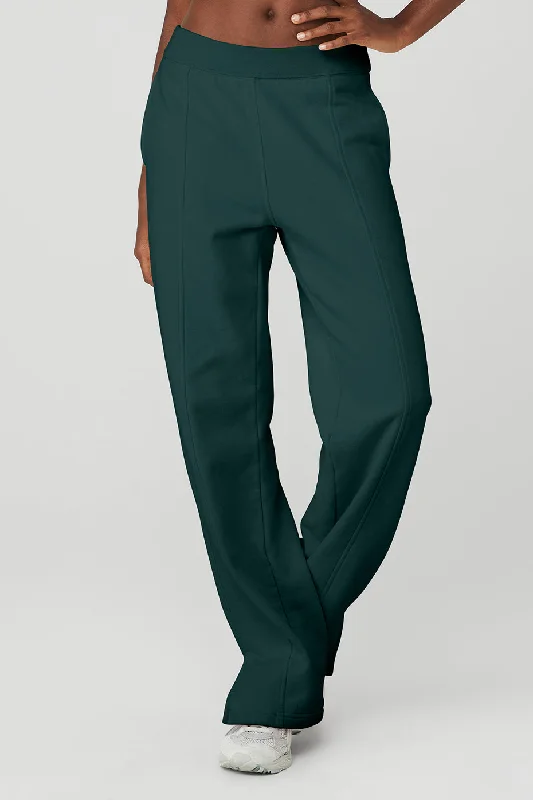 High-Waist Free Time Straight Leg Sweatpant - Midnight Green