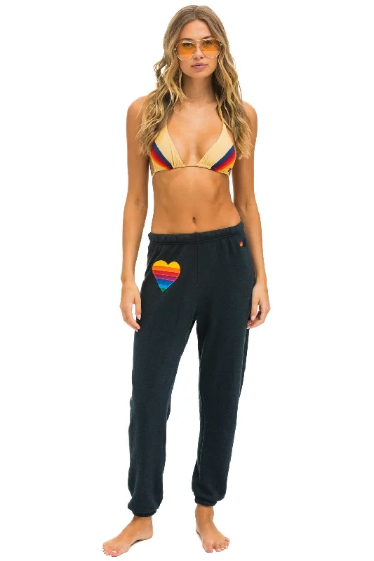 RAINBOW HEART STITCH SWEATPANTS - CHARCOAL