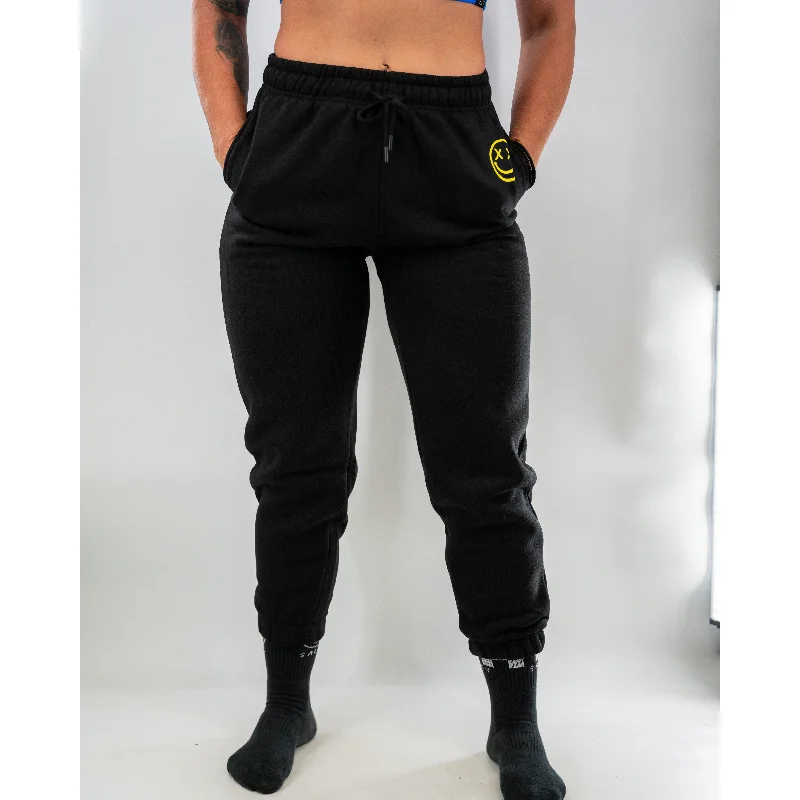 Salty Savage Unisex “OG Smile” Fleece Sweatpants/Joggers | Black/Yellow