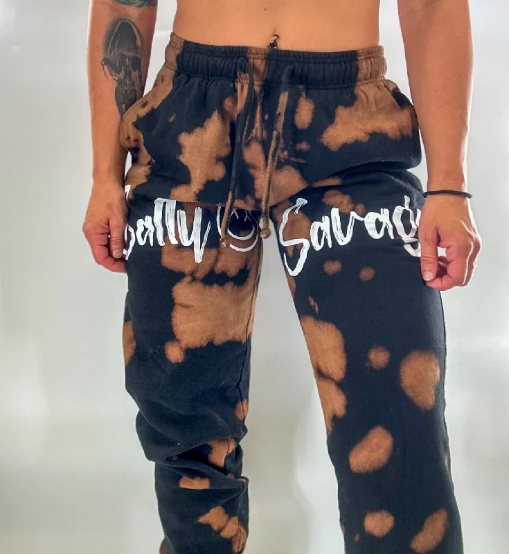 Salty Savage Unisex “Signature” Bleach Washed Sweat Pants Joggers