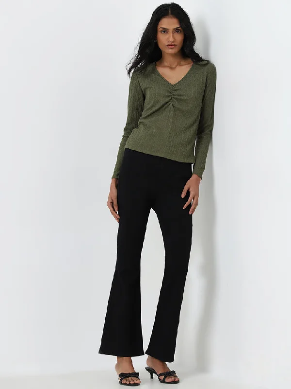 LOV Black Solid Straight - Fit High - Rise Jeans