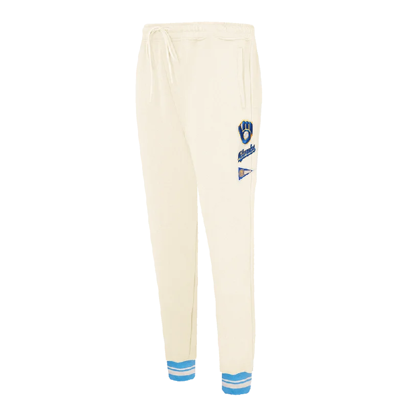 MLB MILWAUKEE BREWERS RETRO CLASSIC WOMEN'S RIB SWEATPANT (EGGSHELL/ UNIVERSITY BLUE)