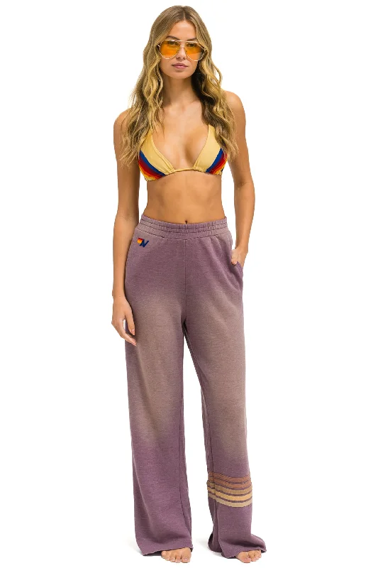 RUGBY STITCH WIDE LEG POCKET SWEATPANTS - FADED MOCHA