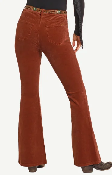 Rock & Roll Cowgirl Women's Rust Corduroy Button Flare Jeans BW6PD04746