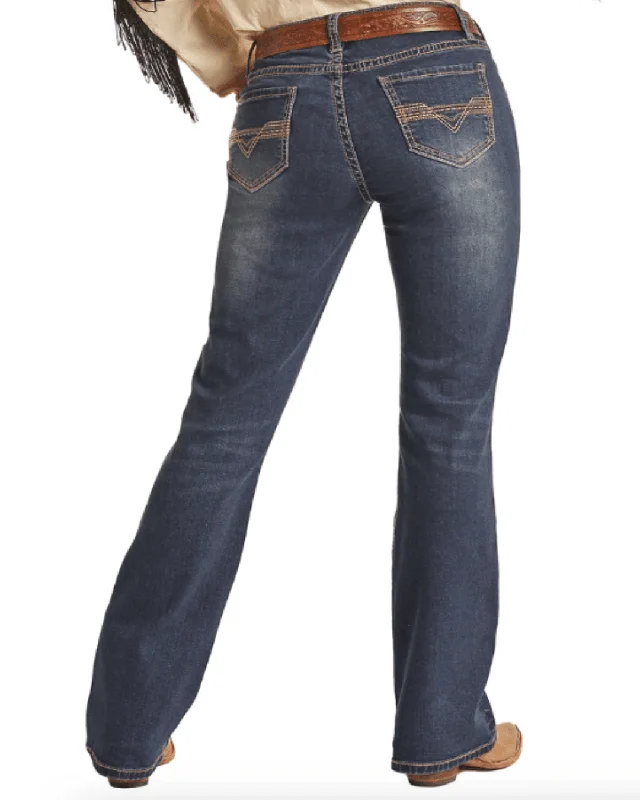 Rock & Roll Cowgirl Women's Stretch Mid Rise Regular Fit Riding Bootcut Jean BW4RD02457