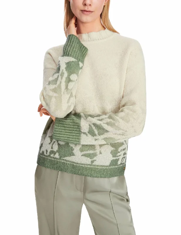 Alpaca Embossed Knit Sweater In Sage