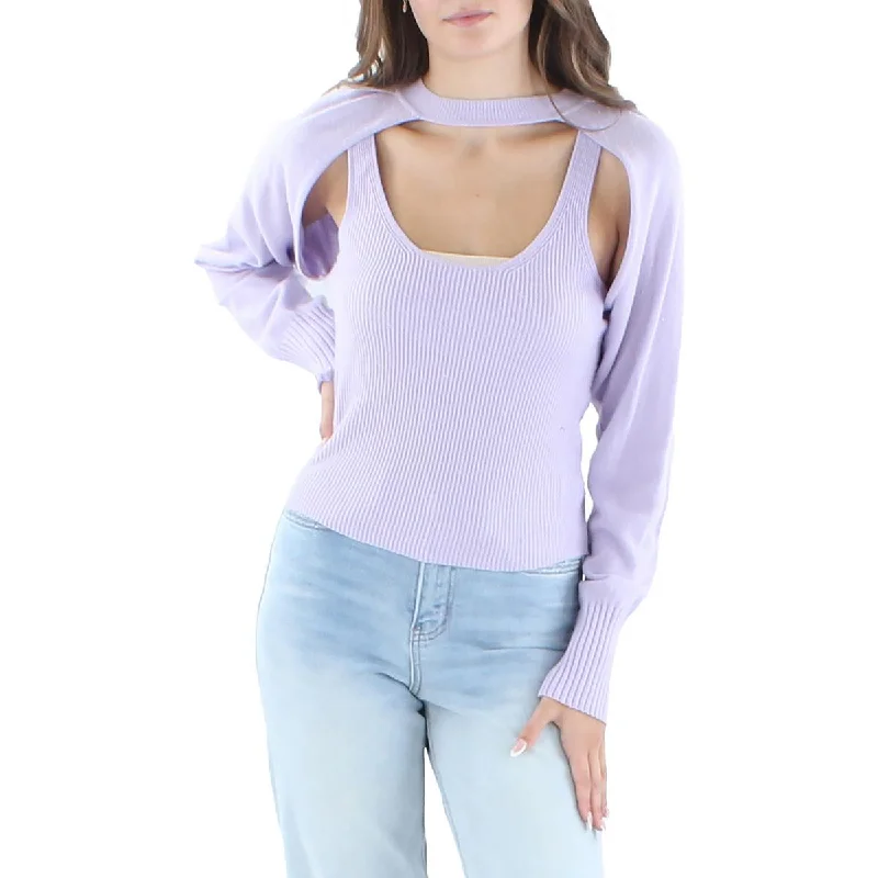 Cassia Womens Layered Knit Pullover Sweater