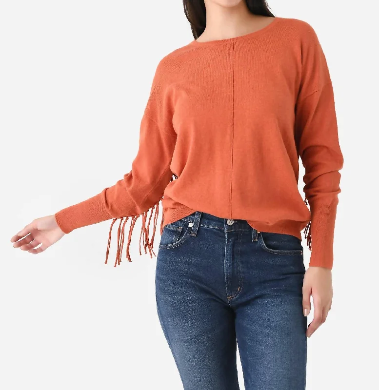 Fringe Sweater In Amber