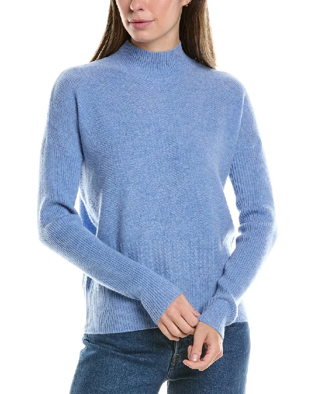 InCashmere Textured Stripe Cashmere Sweater