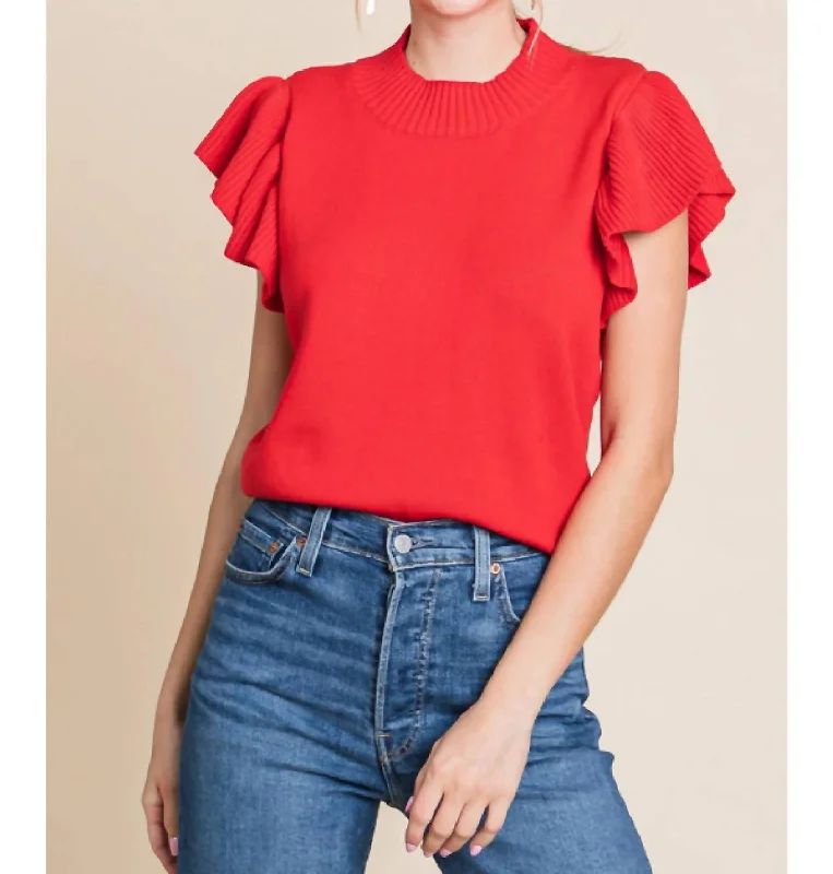 Let's Discover Sweater Top In Red