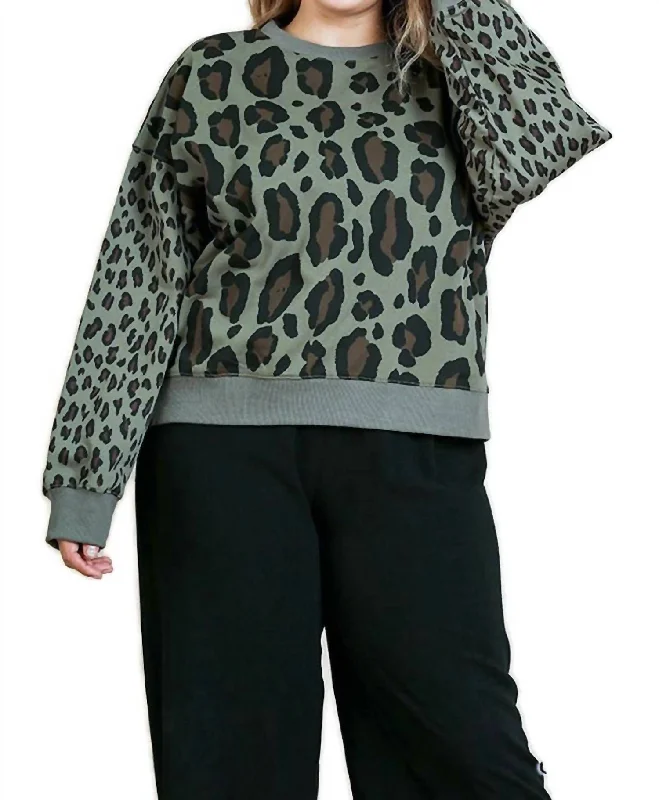 Wild Leopard Sweater In Olive Mix