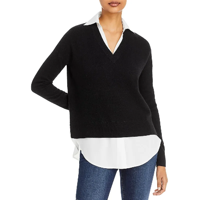 Womens Cashmere Layered Pullover Sweater