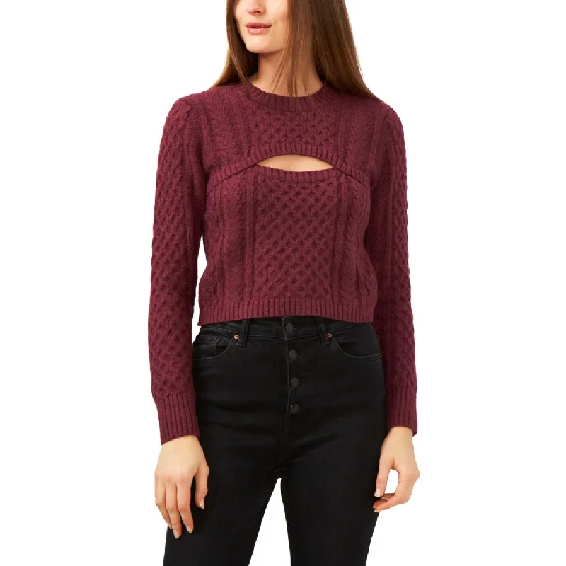 Womens Crewneck Ribbed Trim Pullover Sweater