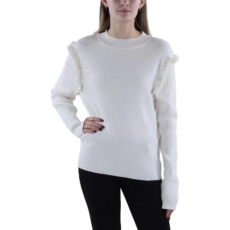 Womens Embellished Mock Neck Pullover Sweater