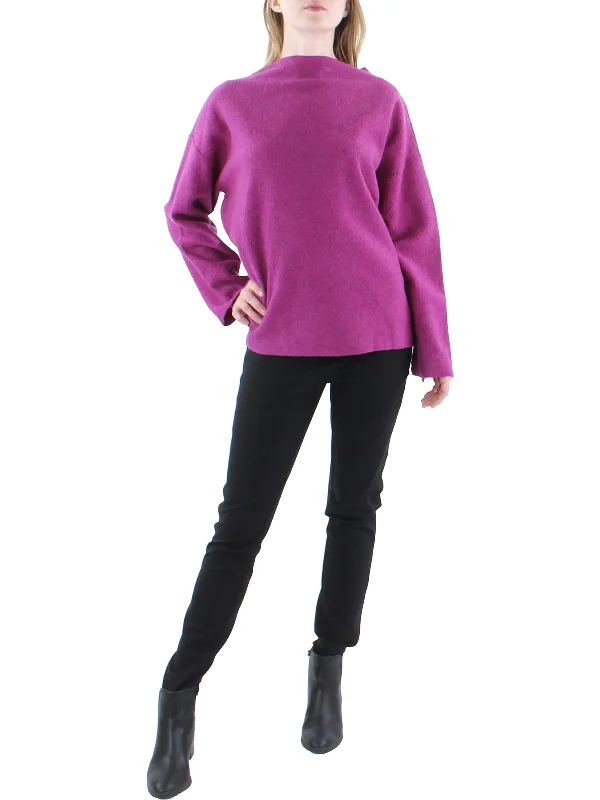 Womens Funnel Neck Boxy Pullover Sweater