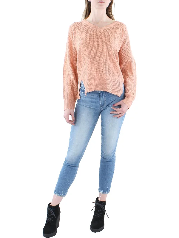 Womens Knit V Neck Pullover Sweater