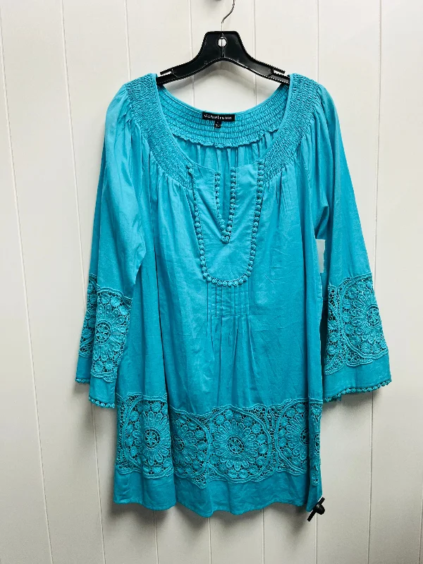 Top 3/4 Sleeve By Daniel Rainn In Teal, Size: Xl