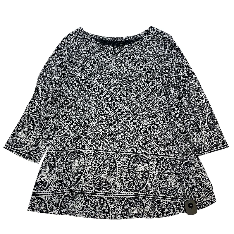 Top 3/4 Sleeve By Lucky Brand In Black & White, Size: 2x