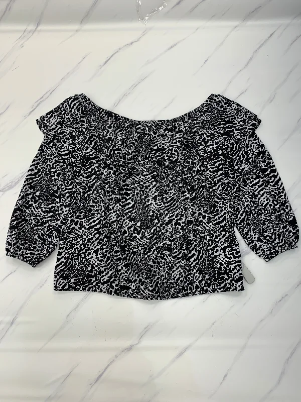 Top 3/4 Sleeve By Michael By Michael Kors In Black & White, Size:2X