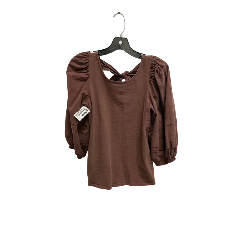 Top 3/4 Sleeve By Nation In Brown, Size: S