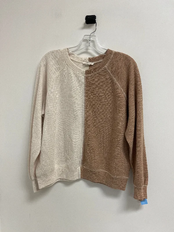 Top Long Sleeve By Blu Pepper In Brown & Cream, Size: M