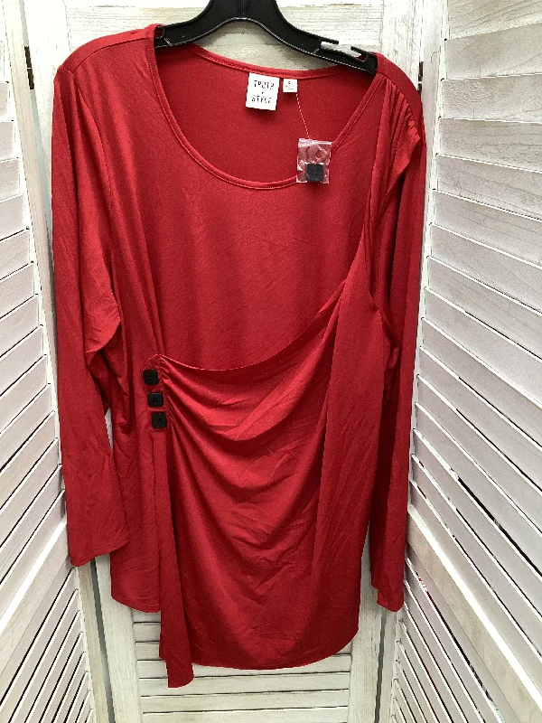 Top Long Sleeve By Clothes Mentor In Red, Size: Xl