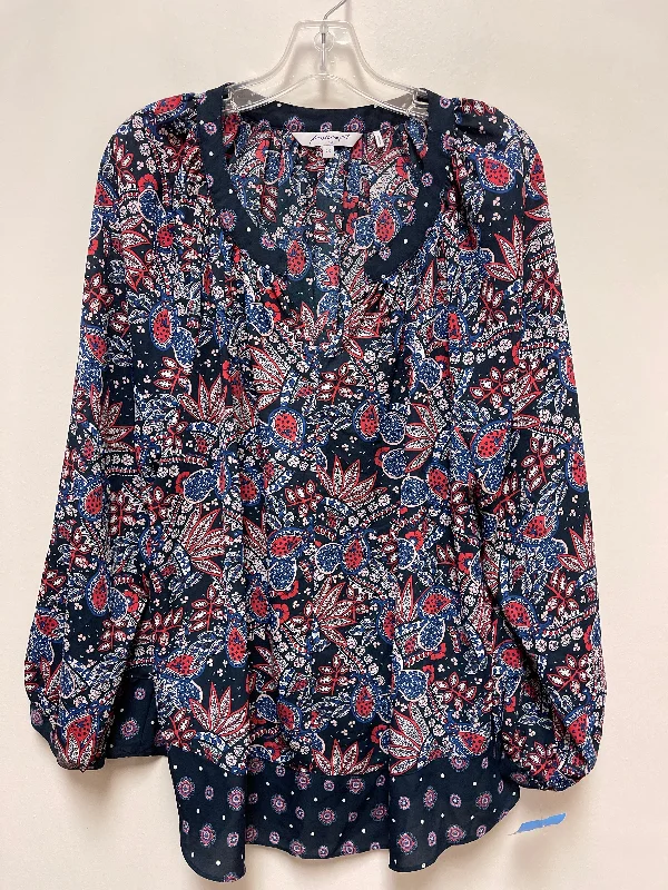 Top Long Sleeve By Foxcroft In Navy, Size: 2x