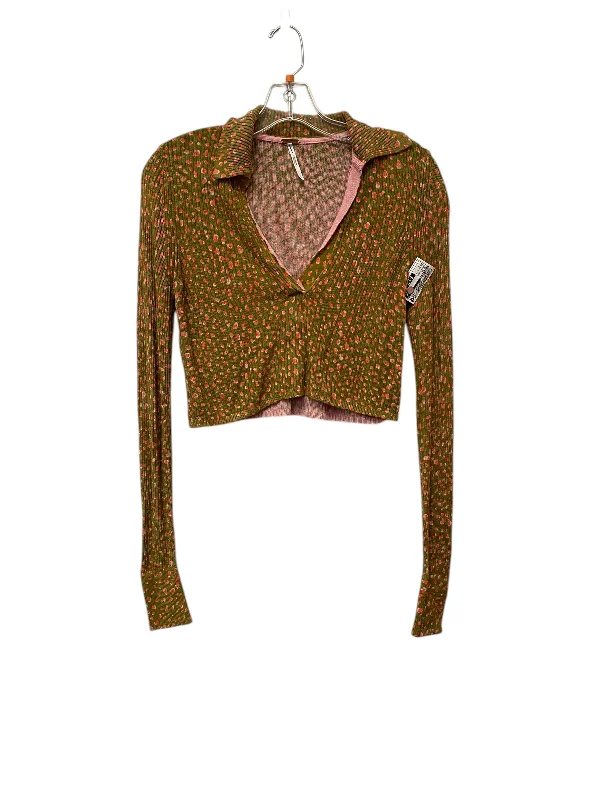 Top Long Sleeve By Free People In Green & Pink, Size: S