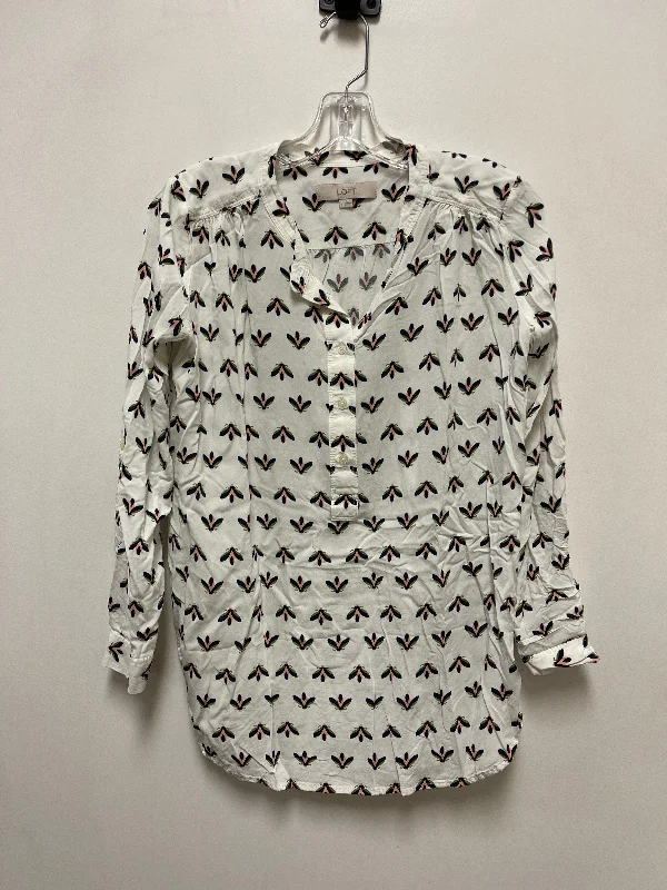 Top Long Sleeve By Loft In White, Size: S