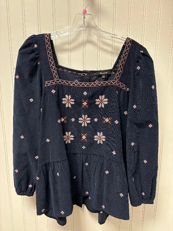 Top Long Sleeve By Madewell In Navy, Size: L