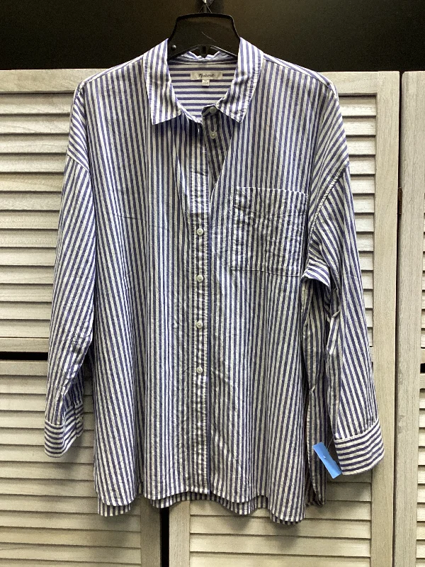 Top Long Sleeve By Madewell In Striped Pattern, Size: Xl