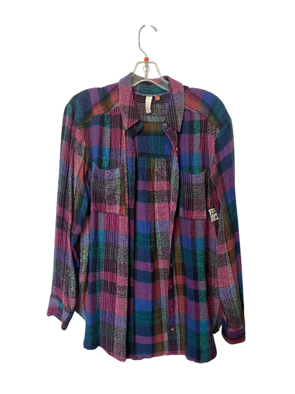 Top Long Sleeve By Pilcro In Plaid Pattern, Size: M