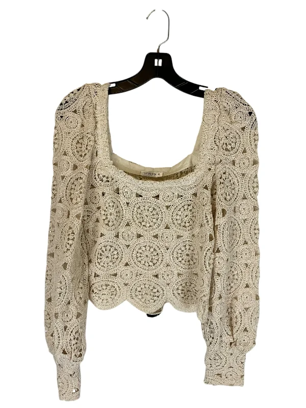 Top Long Sleeve By Vestique In Cream, Size: S