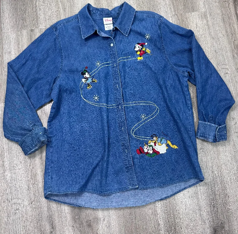 Top Long Sleeve By Disney Store In Blue Denim, Size: Xxl