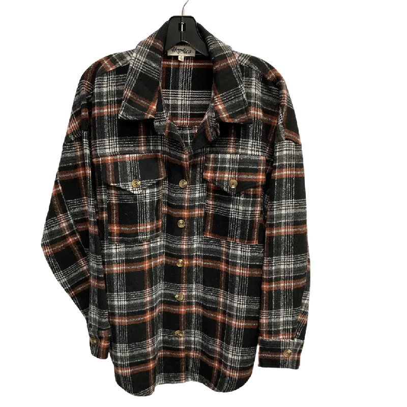 Top Long Sleeve By Haptics In Plaid Pattern, Size: S