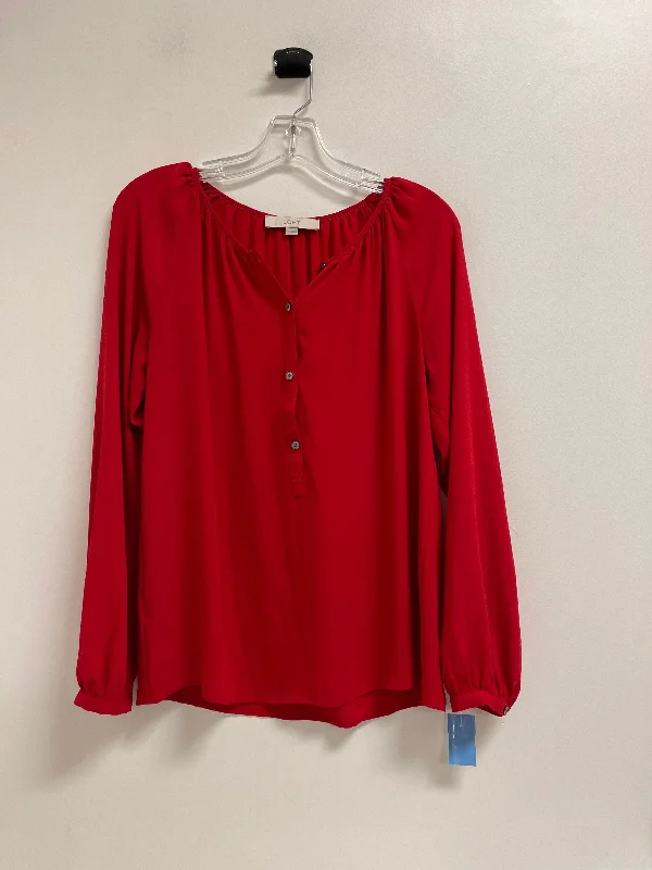 Top Long Sleeve By Loft In Red, Size: S