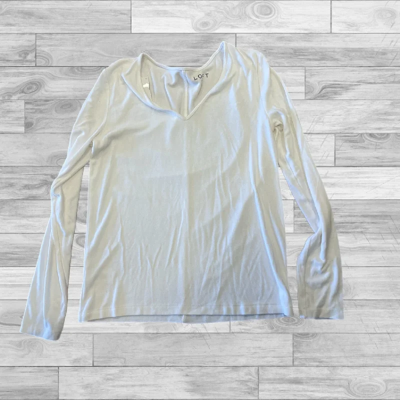 Top Long Sleeve By Loft In White, Size: M