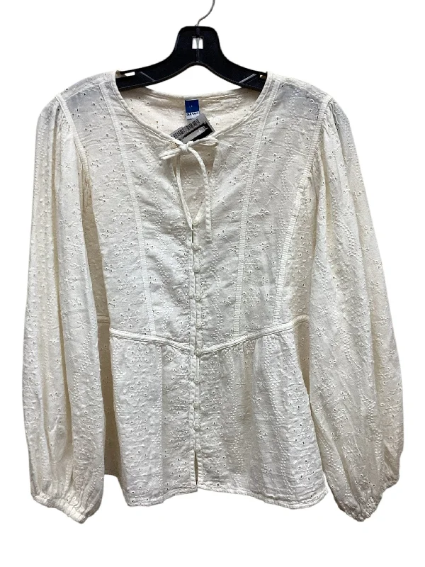 Top Long Sleeve By Old Navy In Cream, Size: L