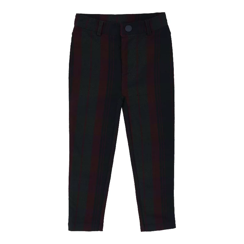 pants printed - burgundy plaid