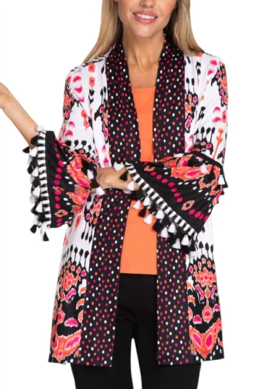 Flounce Sleeve Jacket In Multi Color