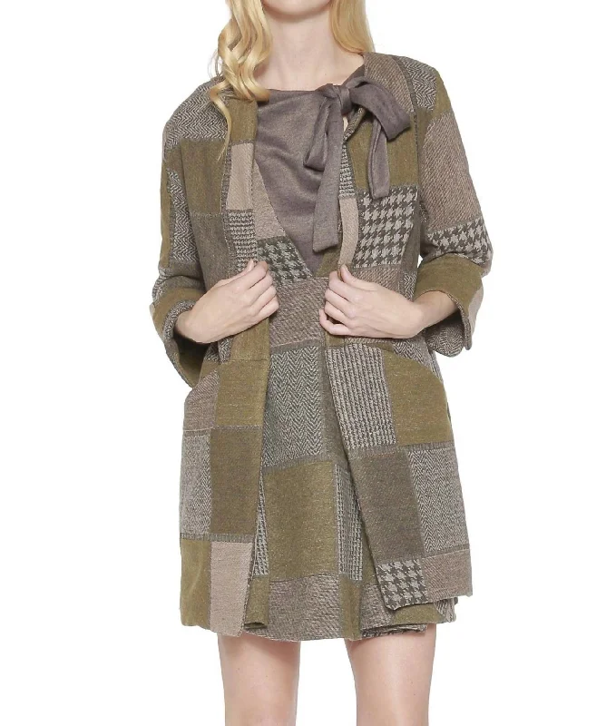 Imogen Coat In Hunter Tweed