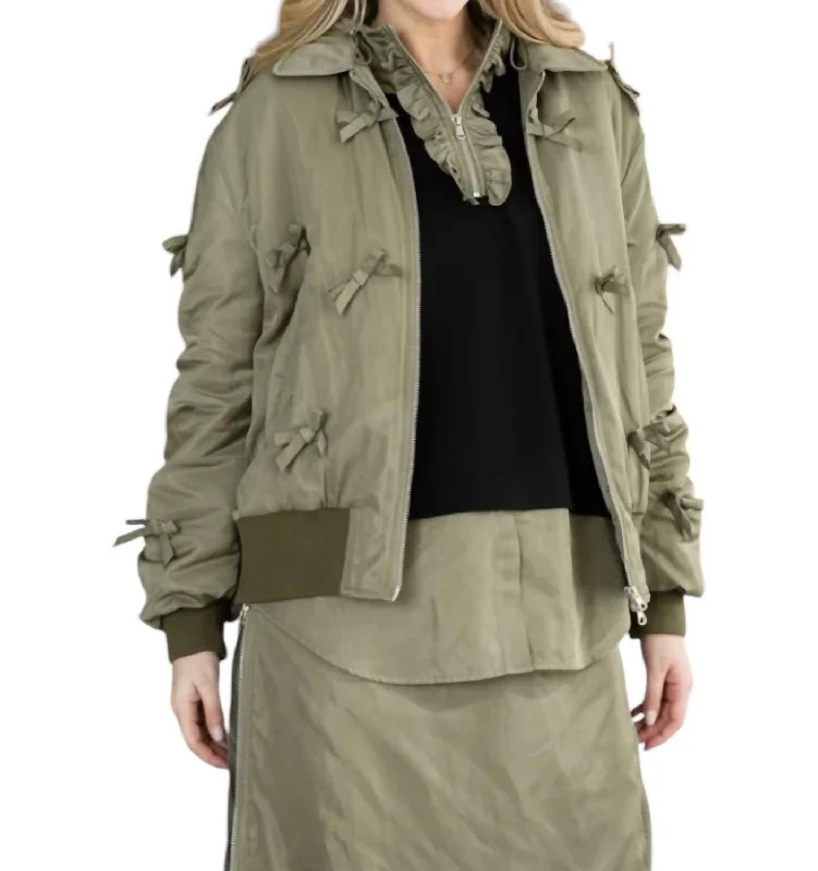 Judith Bomber Jacket In Olive Green